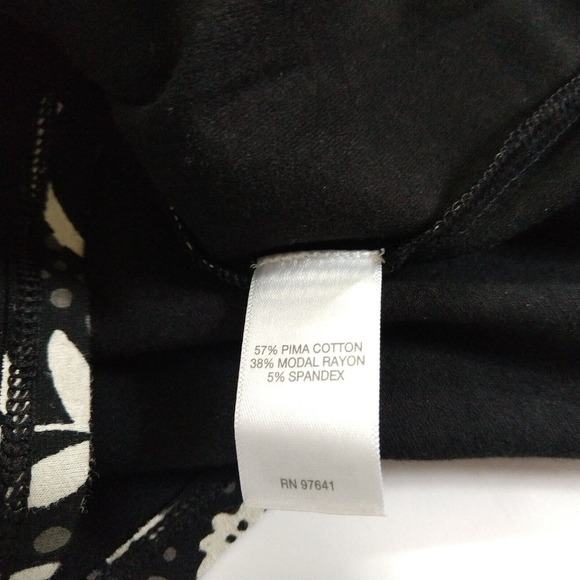 J Jill Floral Pima Cotton Blend A Line Shirt Dress Size S Black White Jersey - Picture 6 of 8